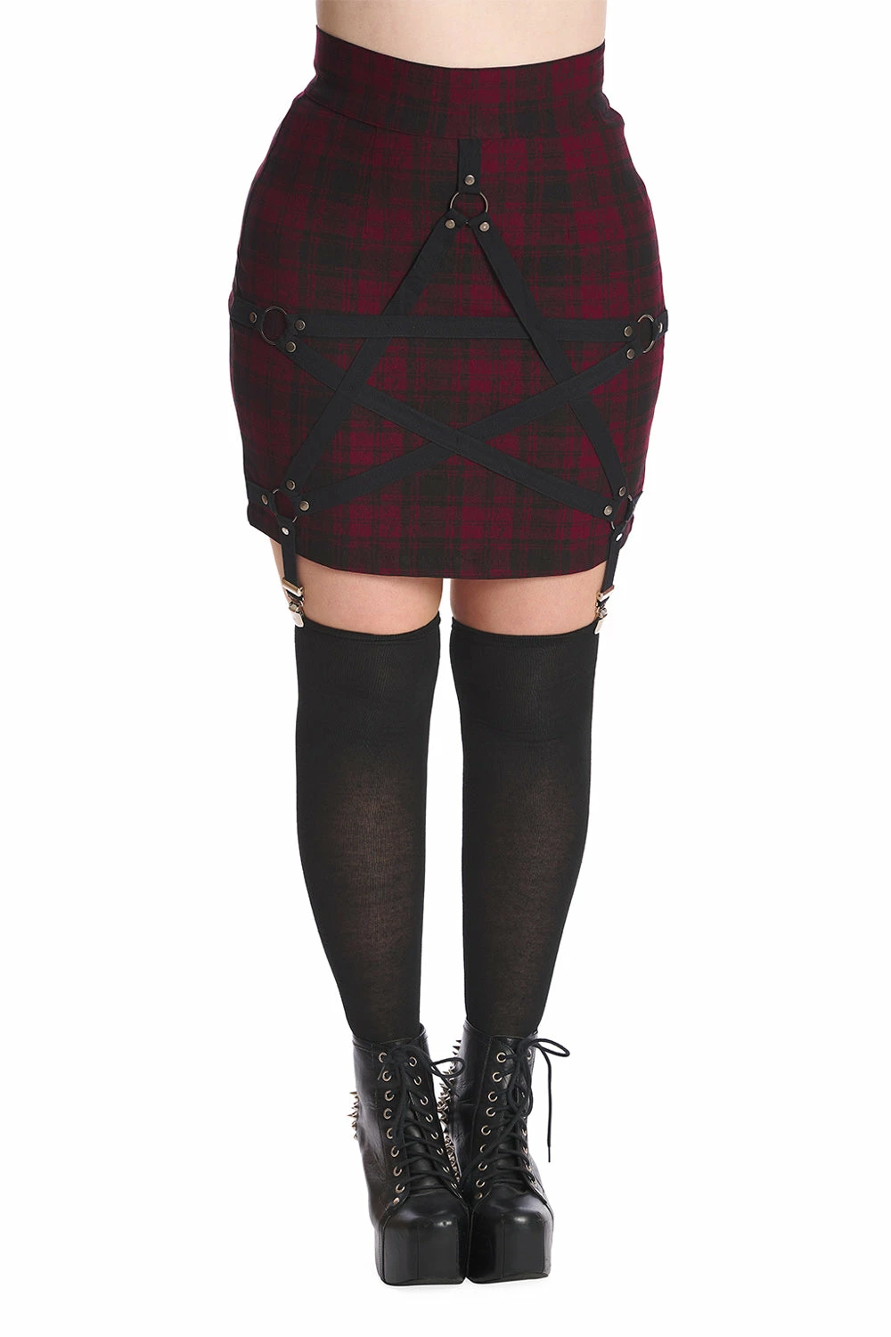 Banned Apparel Banned Rhan Skirt Burgundy Tartan