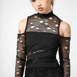 Killstar Burn Out Fishnet Crop Top