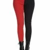 Banned Apparel Banned Bailey Half & Half Trousers - Red & Black