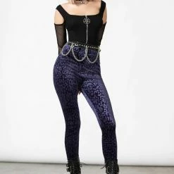 Killstar Caturday Leggings Plum