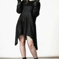 Killstar Creed Foil Knit Hoodie - Pewter