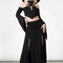 Killstar Hellverina Split Maxi Skirt