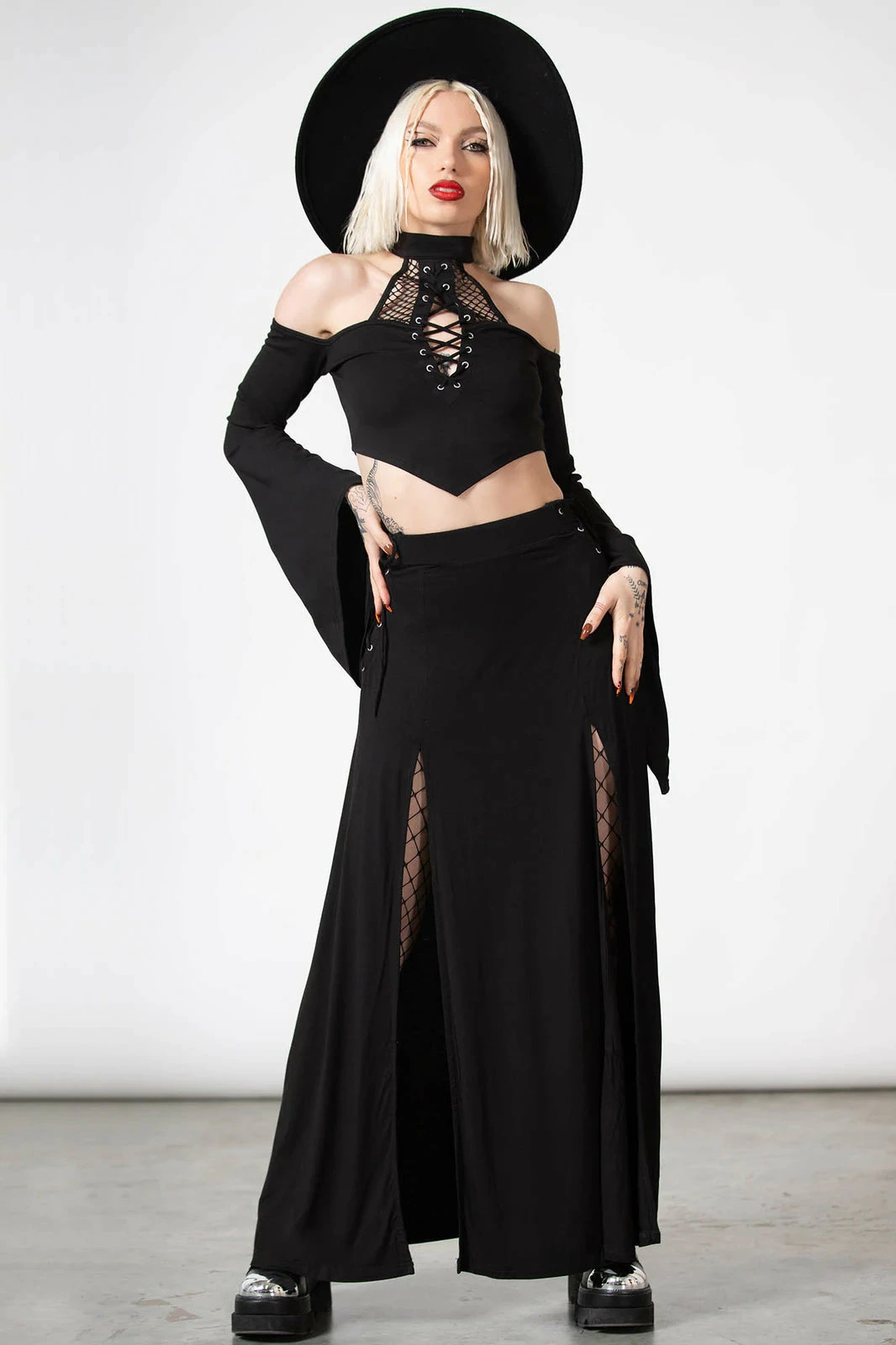 Killstar Hellverina Split Maxi Skirt