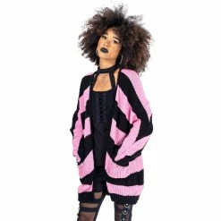 Innocent Heartless In A Daze Cardigan - Black And Pink