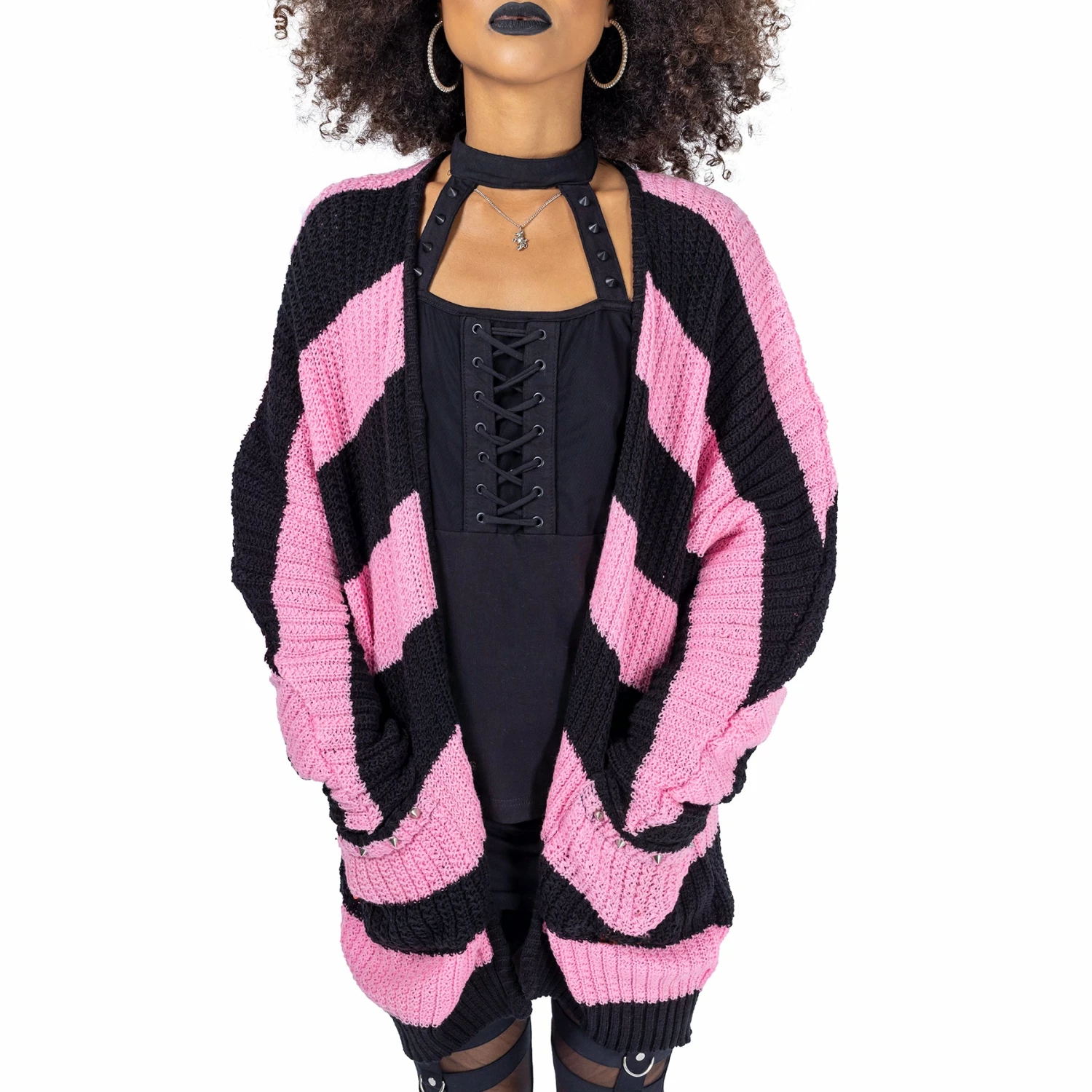 Innocent Heartless In A Daze Cardigan - Black And Pink - Image 5