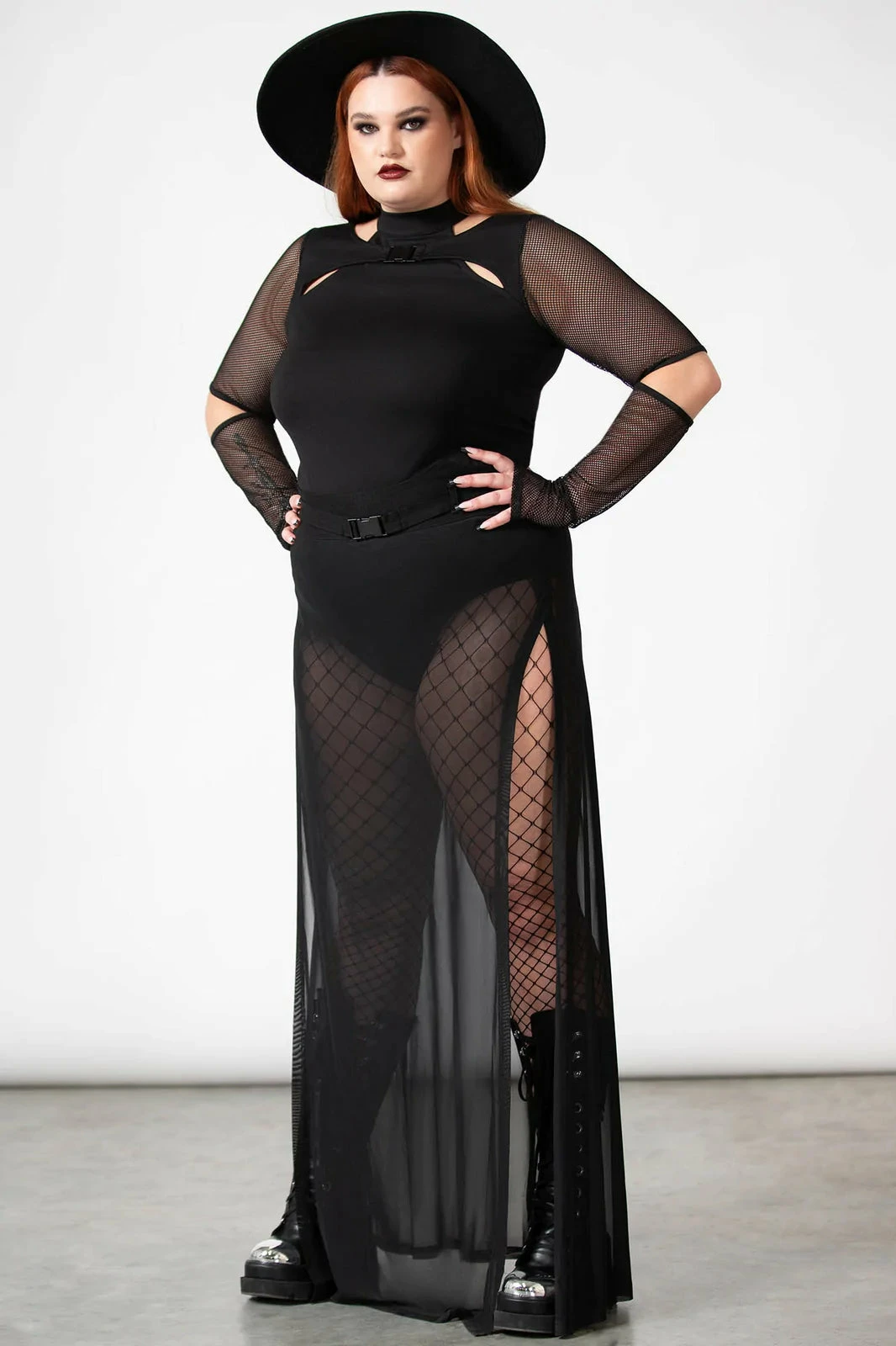 Killstar Lazer Beam Fishnet Sleeve Top - Image 5