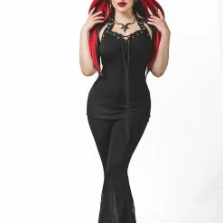 Necessary Evil Minerva Plunge Lace Up Halter Top