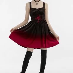 Punk Rave Pixie Dress - Black & Red