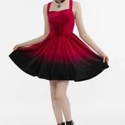 Punk Rave Pixie Dress - Red & Black