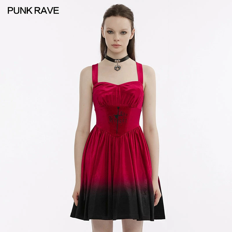 Punk Rave Pixie Dress - Red & Black - Image 2