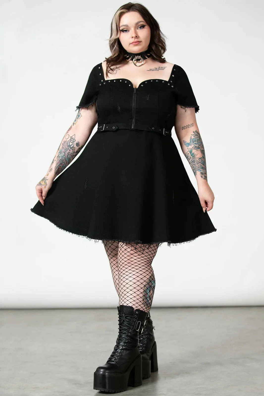 Killstar Time Out Zip Denim Dress - Image 6